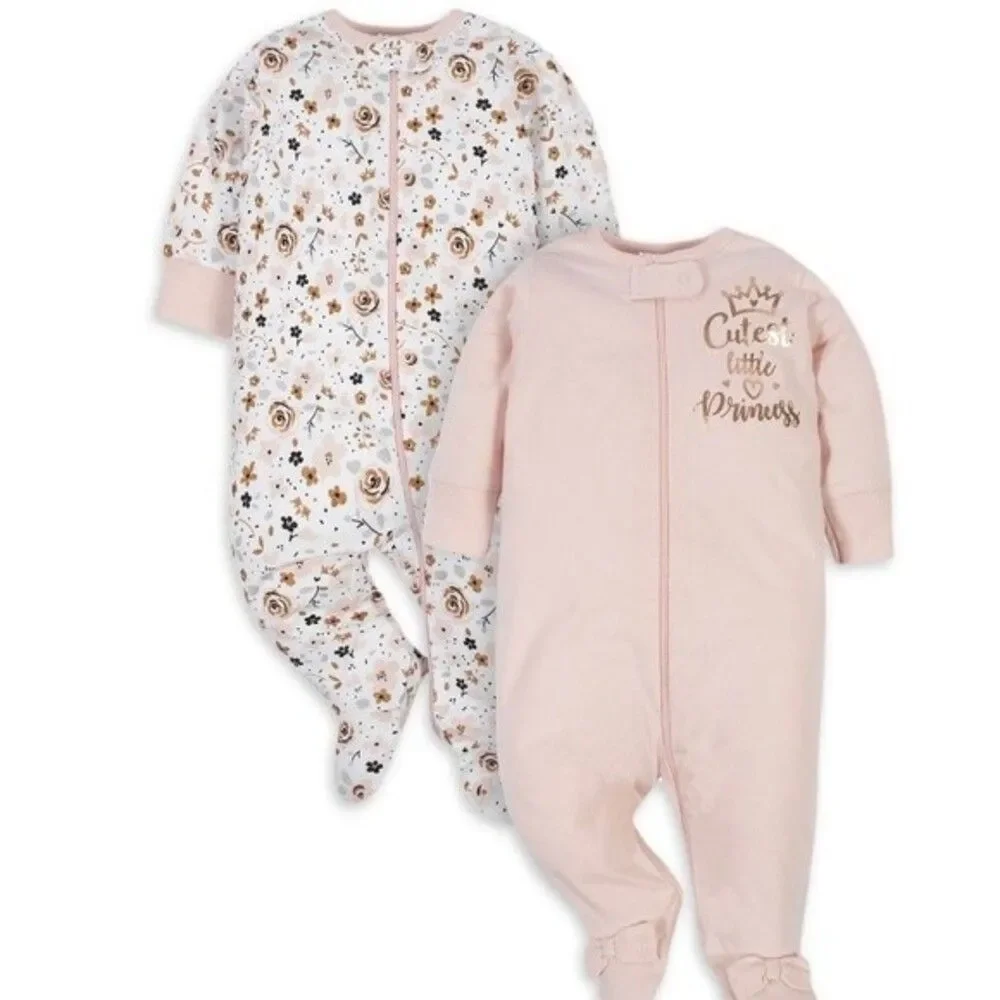 Gerber Organic Baby Girl Princess Sleep N' Play, 2 Pack   0-3 months